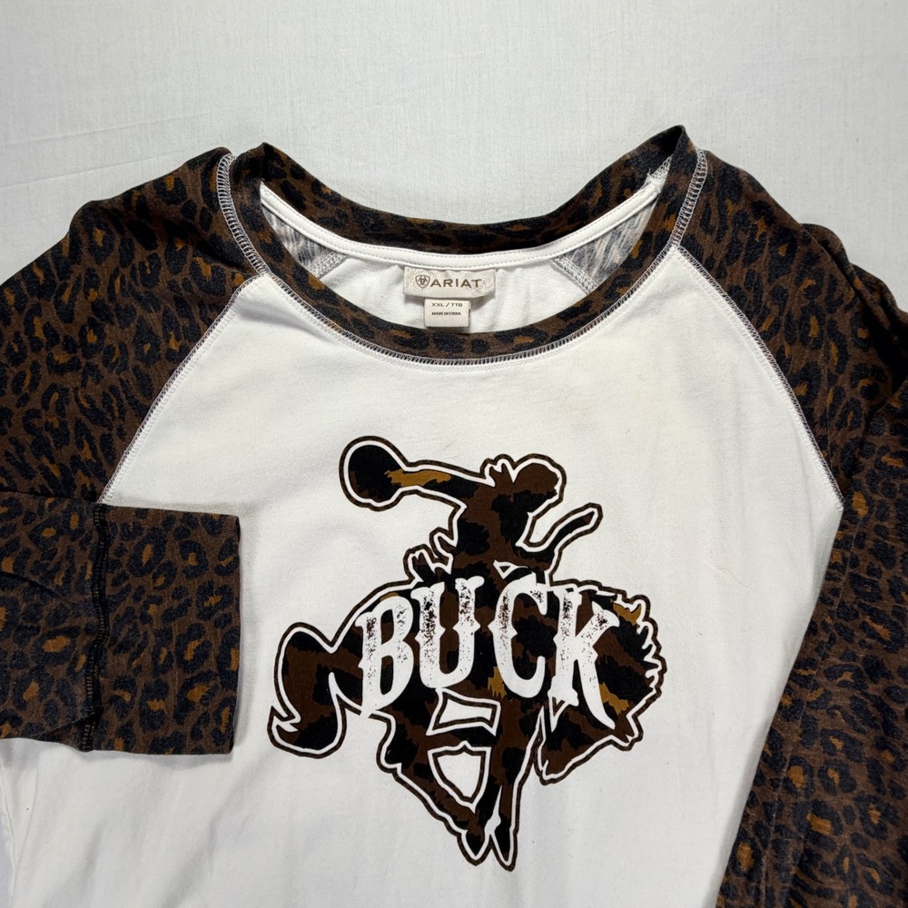 Ariat White and Brown Long Sleeve Tee